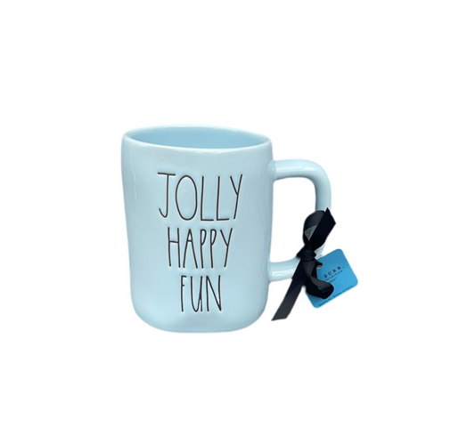 Rae Dunn And Frosty The Snowman Blue Ceramic Mug Front View