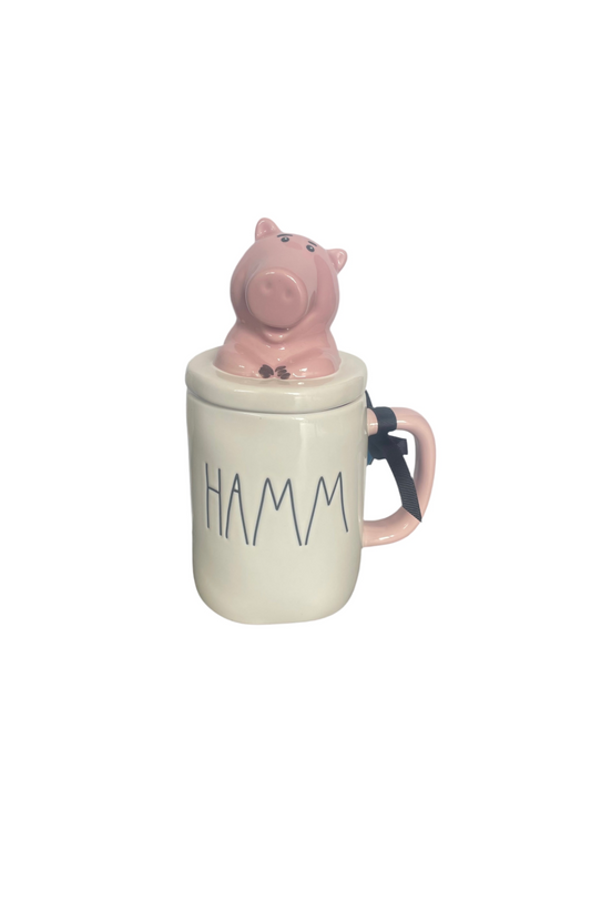 Rae Dunn Cream Mug And Topper Pixar Toy Story Hamm Front View