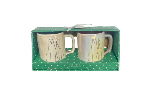 Rae Dunn Iridescent Cream Mug Set Mr And Mrs Claus