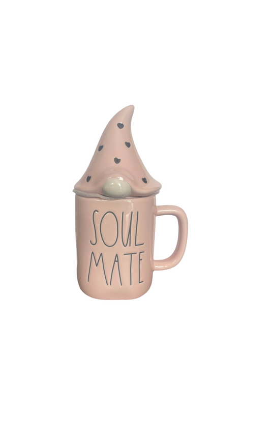 Rae Dunn Pink Ceramic Mug And Topper Soul Mate