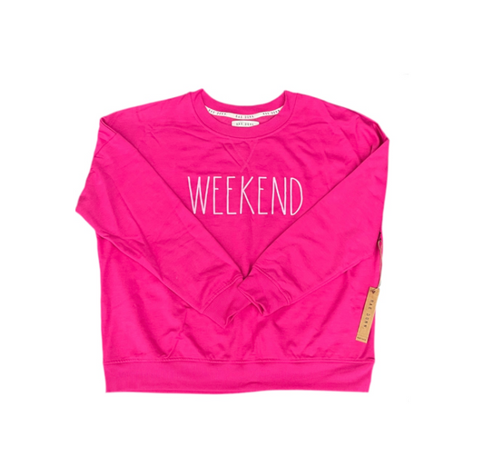 Rae Dunn Pink Sweatshirt Jumper Size Large Weekend 