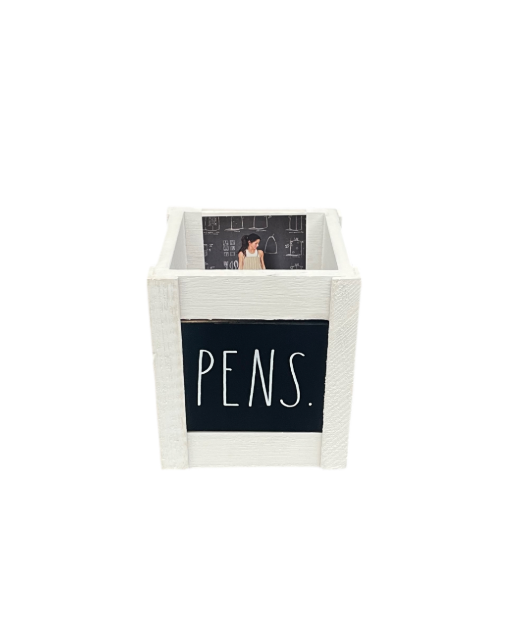 Rae Dunn White Wooden Pen Holder Desk Storage Organiser 