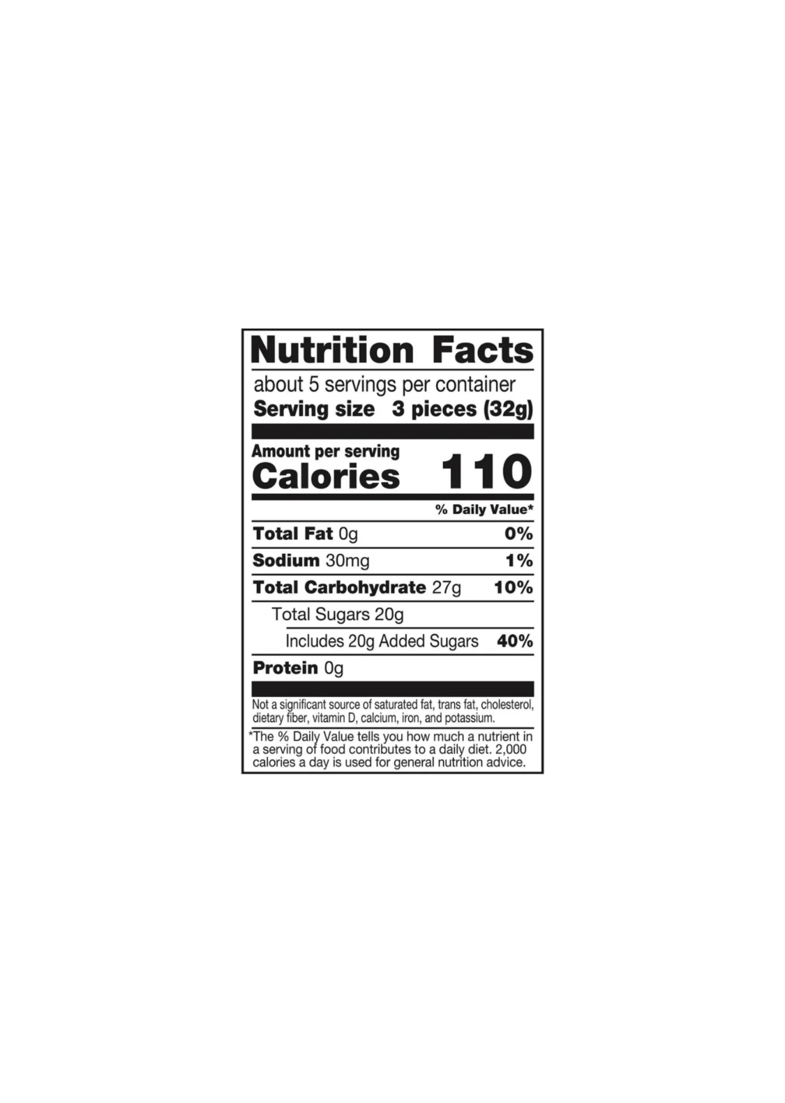 Shaq A Licious XL Gummies Sour Nutritional Information