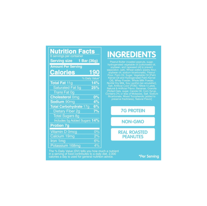 Skippy Creamy Peanut Butter Wafer Bars Banana Nutritional Information And Ingredients