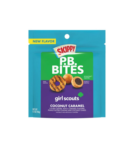 Skippy P b Bites Girl Scouts Coconut Caramel Bag Front View