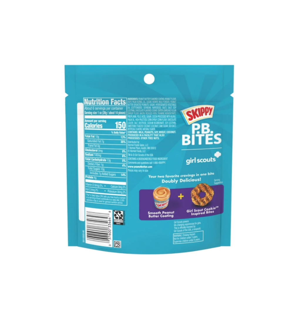 Skippy P b Bites Girl Scouts Coconut Caramel Bag Rear View