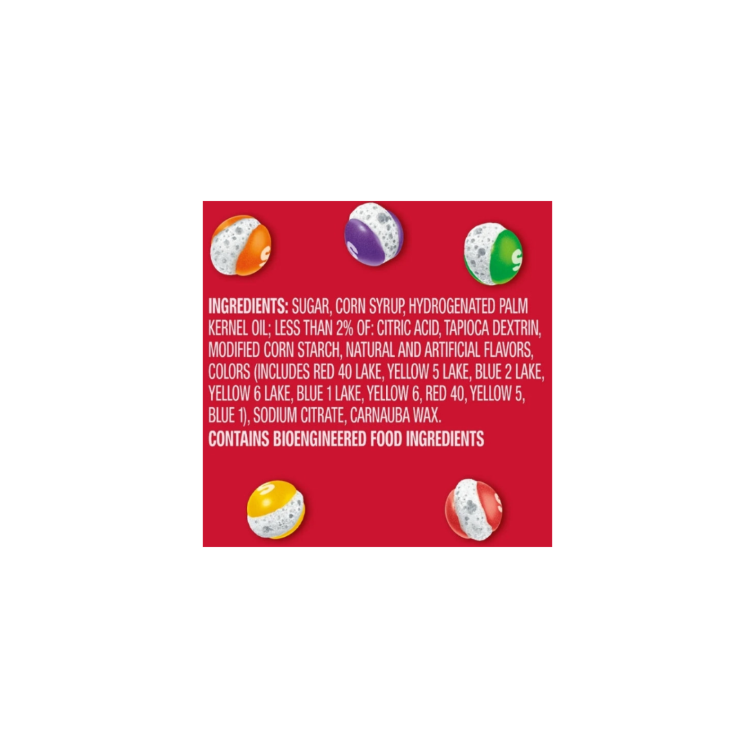 Skittles Pop'd Freeze Dried Candy Original Ingredients