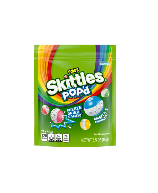 Skittles Pop'd Freeze Dried Candy Sour Bag Front View
