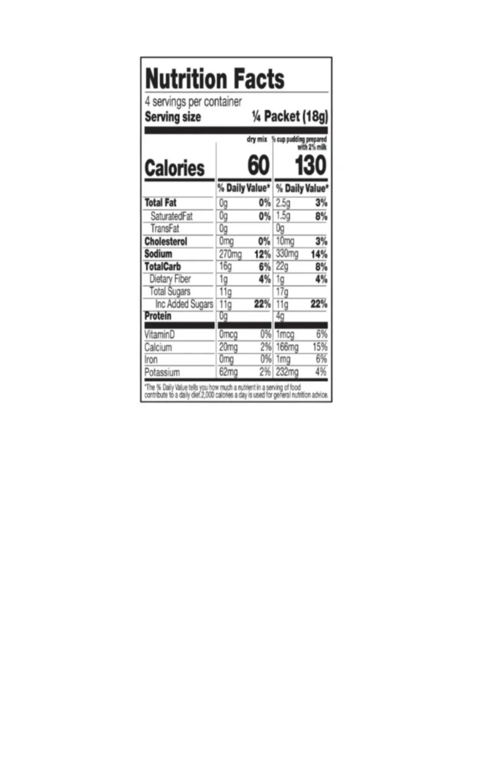 Snickers Pudding And Pie Filling Mix Nutritional Information
