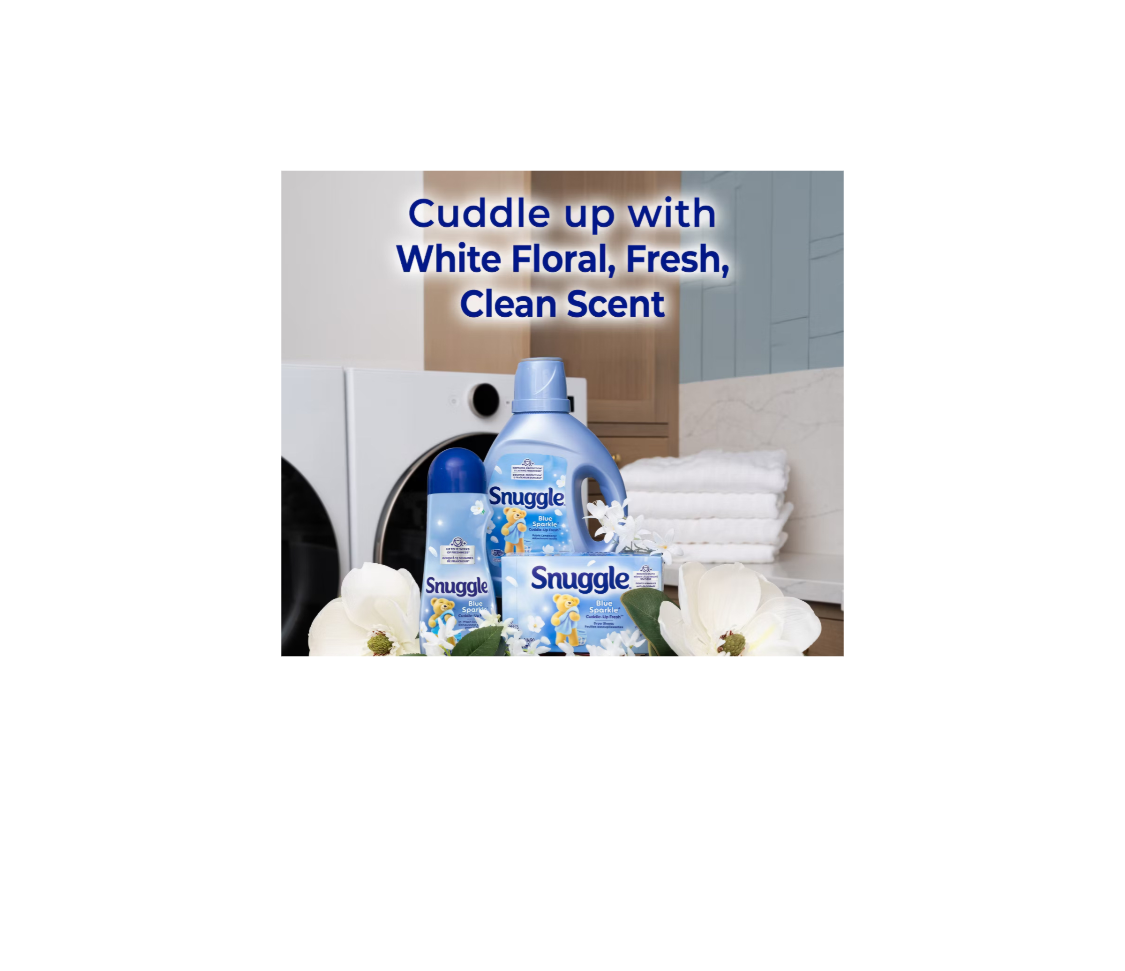 Snuggle Tumble Dryer Sheets Blue Sparkle Scent 230 Sheets Cuddle Up With White Floral Fresh Clean Scent
