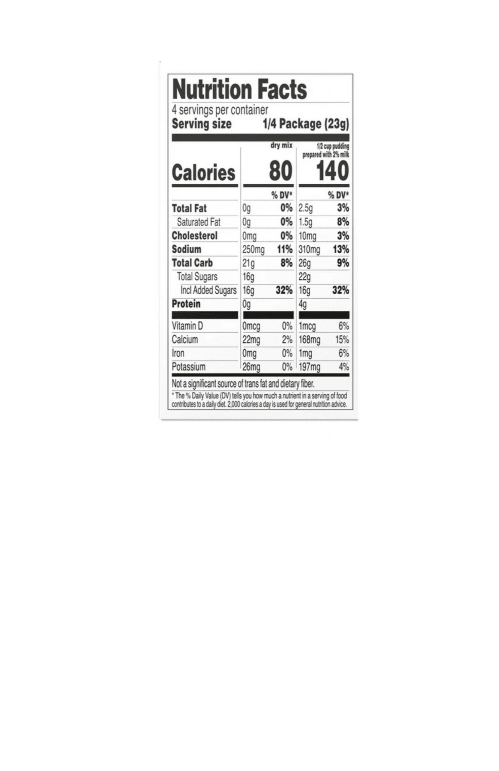 Sonic Instant Pudding Mix Chocolate Shake Nutritional Information