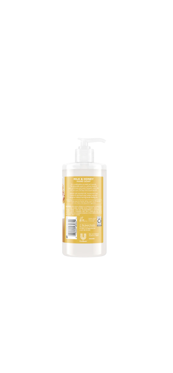 Suave Sweet Liquid Hand Soap Milk And Honey Bottle Rear View