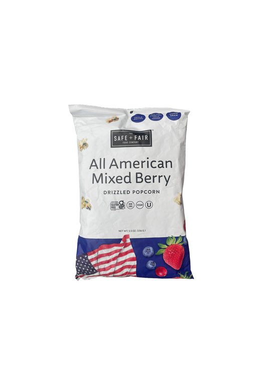 The Safe & Fair Food Company Drizzled Popcorn All American Mixed Berry