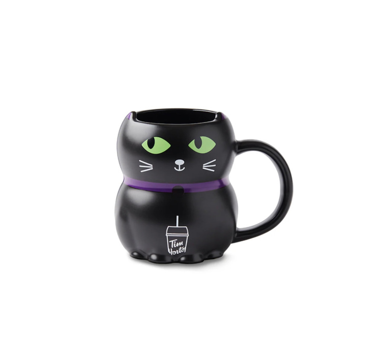 Tim Hortons  Colour Changing Mug Halloween 2025 Black Cat Front View