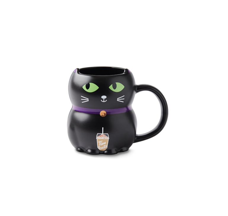 Tim Hortons  Colour Changing Mug Halloween 2025 Black Cat Image Visible Front View