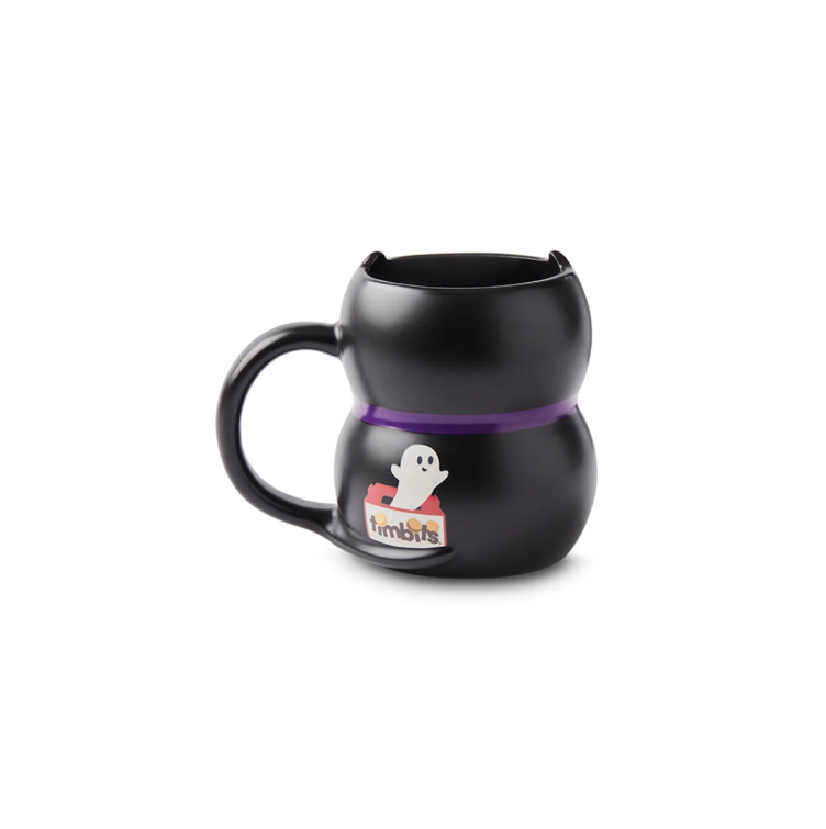 Tim Hortons  Colour Changing Mug Halloween 2025 Black Cat Image Visible Rear View