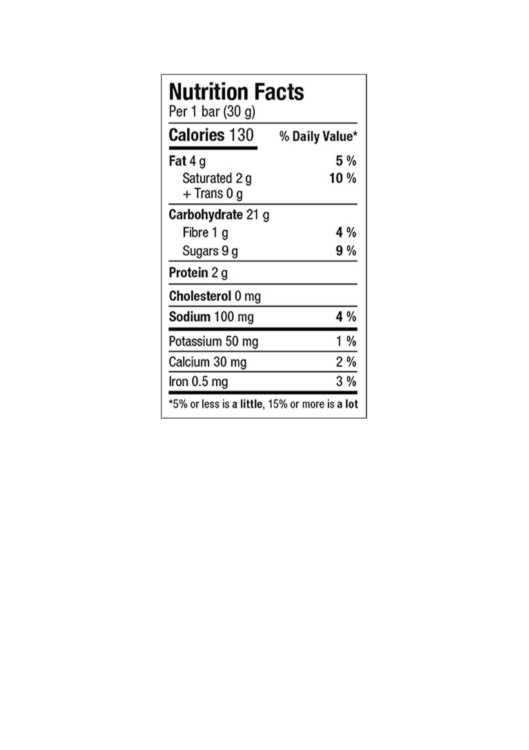 Tim Hortons Granola Bars Cafe Mocha Canadian Import Nutritional Information