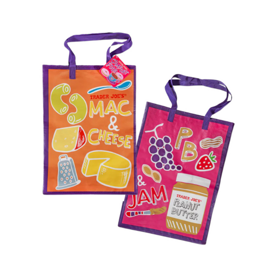 Trader Joe’s 100% Reusable Polypropylene Grocery Bag Mac & Cheese PB & Jam