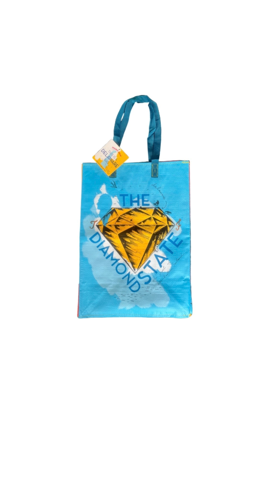 Trader Joe’s Eco fun reusable grocery bag Delaware Rear View
