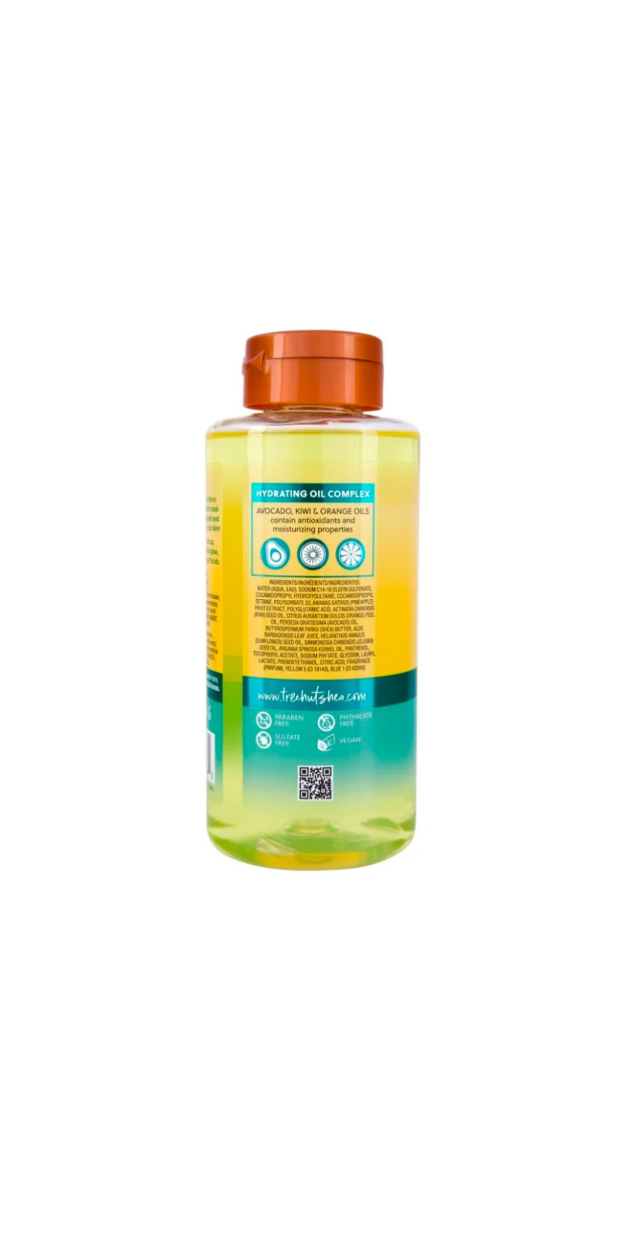 Tree Hut Foaming Gel Body Wash Bottle Side View Ingredients