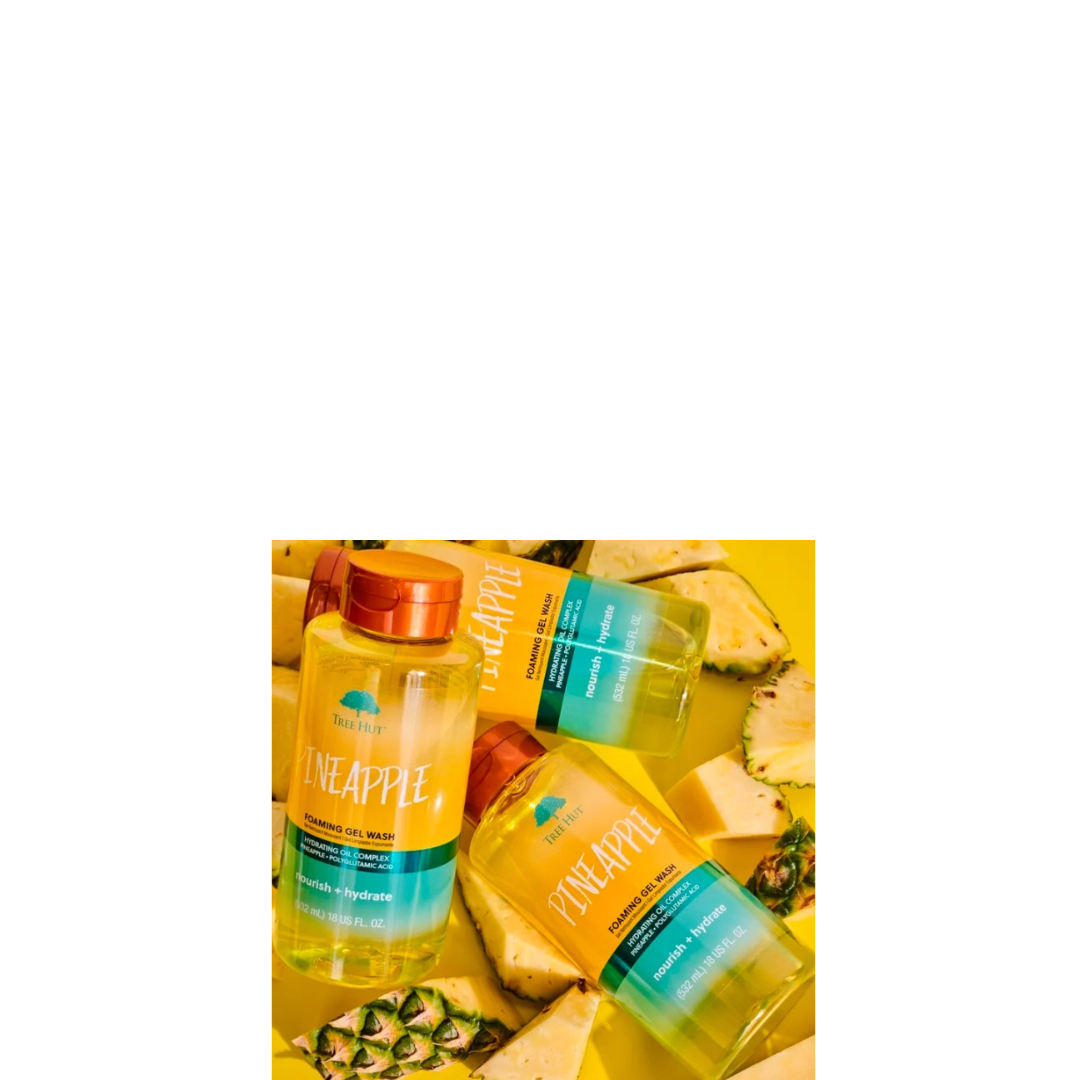 Tree Hut Foaming Gel Body Wash Bottles With Pineapple Slices