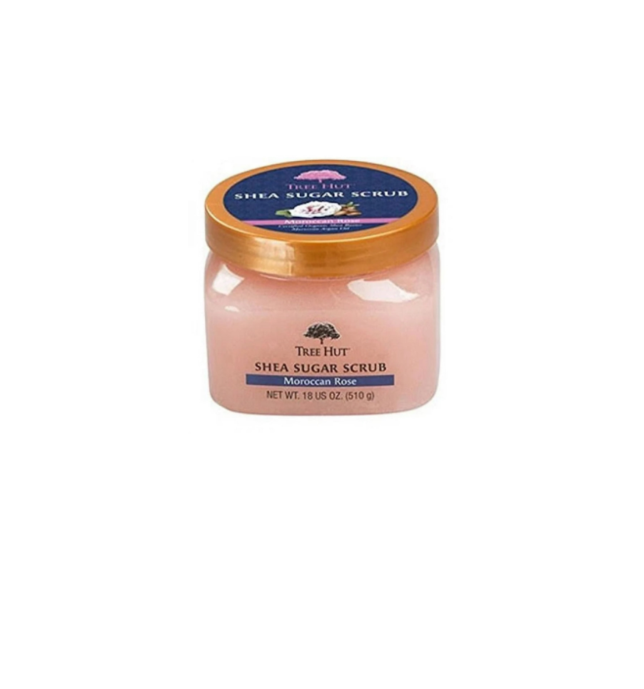 Tree Hut Shea Sugar Body Scrub Moroccan Rose Tilted Front View