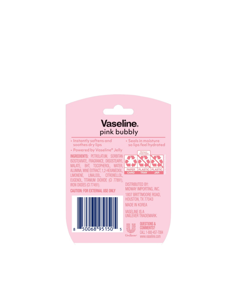 Vaseline Lip Therapy Lip Balm Pink Bubbly Rear View