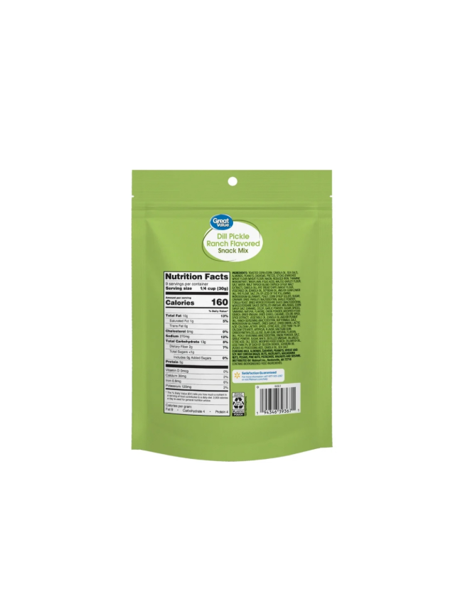 Walmart Snack Mix Dill Pickle Flavored Bag Rear View
