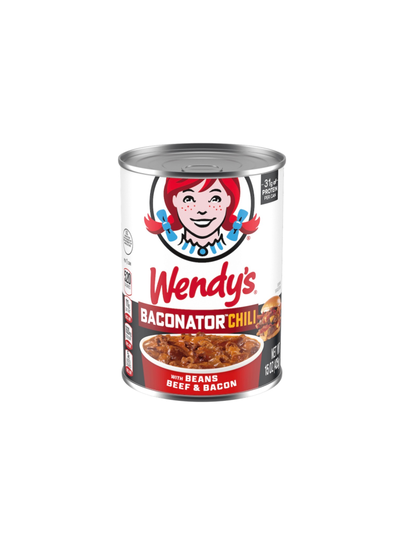 Wendy’s Baconator Chili
with beans beef & bacon