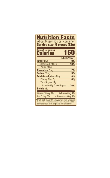 Werther’s Original Soft Caramels Maple Creme Nutritional Information