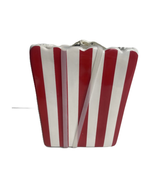 RAE DUNN Red & White Ceramic Popcorn Bucket - POPCORN